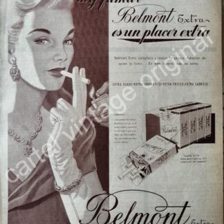 CARTEL ANTIGUO ORIGINAL DE CIGARROS BELMONT EXTRA 1950s /4