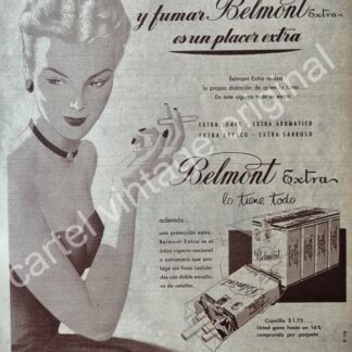 CARTEL ANTIGUO ORIGINAL DE CIGARROS BALMONT EXTRA 1950s /2
