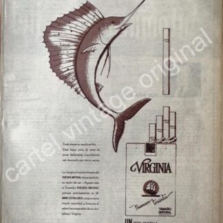 CARTEL ANTIGUO ORIGINAL DE CIGARROS VIRGINIA No. 30 1950s / RARO