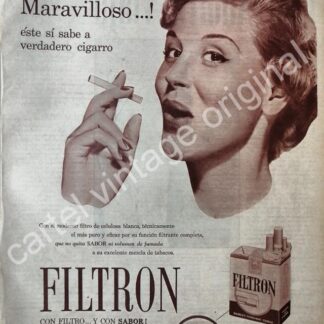 CARTEL ANTIGUO ORIGINAL DE CIGARROS FILTRON 1956 /4