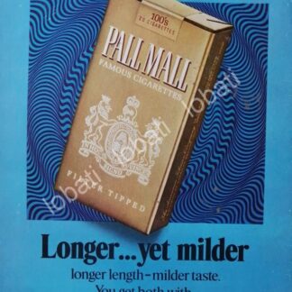 CARTEL ANTIGUO ORIGINAL DE CIGARROS PALL MALL 100s 1970 /T226