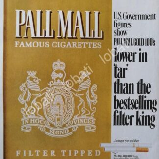 CARTEL ANTIGUO ORIGINAL DE CIGARROS PALL MALL 100s 1970 /T225