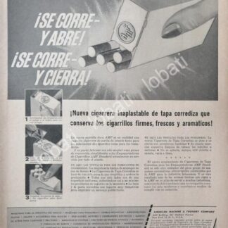 CARTEL ANTIGUO ORIGINAL DE CAJA PARA CIGARROS AMERICAN MACHINES 1957 /RARO 3
