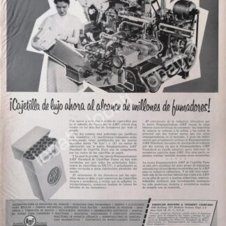 CARTEL ANTIGUO ORIGINAL DE MAQUINA PARA HACER CIGARROS AMERICAN MACHINES 1956 /raro