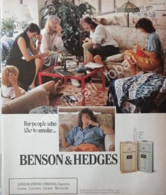 CARTEL ANTIGUO ORIGINAL DE CIGARROS BENSON & HEDGES 1989