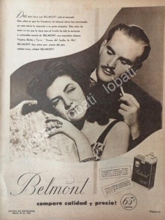 CARTEL ANTIGUO ORIGINAL DE LA XEW PRESENTA CIGARROS BELMONT 1948 / RARO