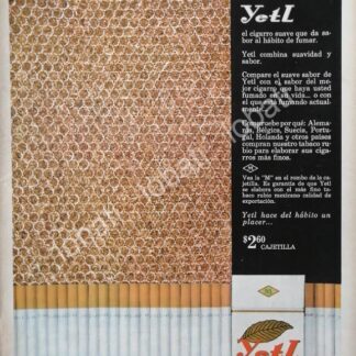 CARTEL ANTIGUO ORIGINAL DE CIGARROS YETL 1960s /3