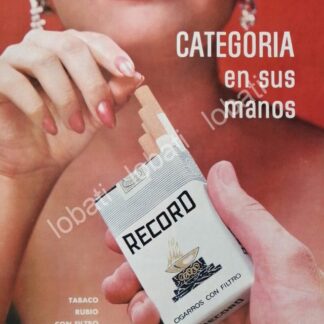 CARTEL ANTIGUO ORIGINAL DE CIGARROS RECORD 1960s / RARO