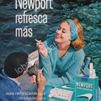 CARTEL ANTIGUO ORIGINAL DE AFICHE DE CIGARROS NEWPORT MENTHOL 1960s