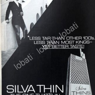 CARTEL ANTIGUO ORIGINAL DE CIGARROS SILVA THIN 100s 1970s /3