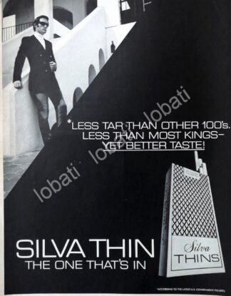 CARTEL ANTIGUO ORIGINAL DE CIGARROS SILVA THIN 100s 1970s /3