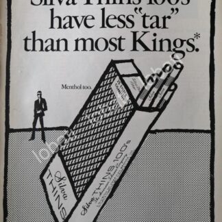 CARTEL ANTIGUO ORIGINAL DE CIGARROS SILVA THINS 100s 1970 /2