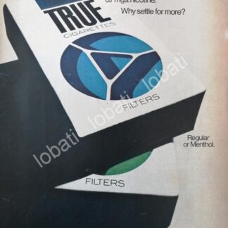 CARTEL ANTIGUO ORIGINAL DE CIGARROS TRUE FILTERS 1970s /3