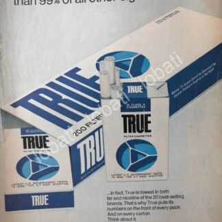 CARTEL ANTIGUO ORIGINAL DE CIGARROS TRUE 1970 /2