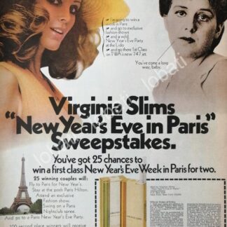 CARTEL ANTIGUO ORIGINAL DE CIGARROS VANTAGE VIRGINIA SLIMS 1971