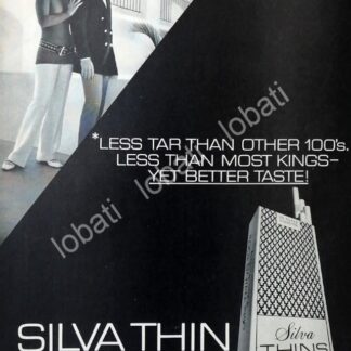 CARTEL ANTIGUO ORIGINAL DE CIGARROS SILVA THINS 1971