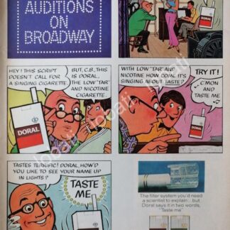 CARTEL ANTIGUO ORIGINAL DE CIGARROS DORAL /REYNOLDS 1971 ESTILO COMIC / RARO 2