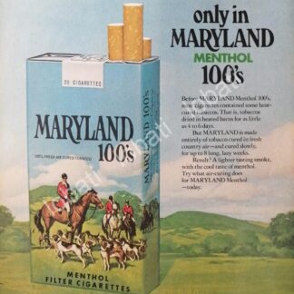CARTEL ANTIGUO ORIGINAL DE CIGARROS MARYLAND 100s 1971