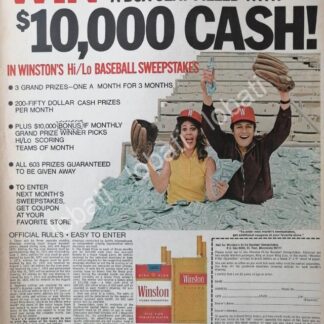 CARTEL ANTIGUO ORIGINAL DE PROMOCION CIGARROS WINSTON 1970