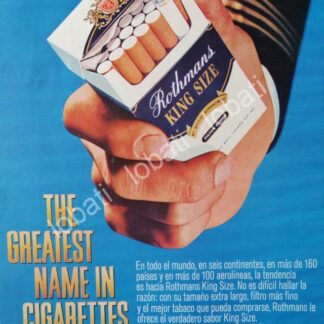 CARTEL ANTIGUO ORIGINAL DE CIGARROS ROTHMANS KING SIZE 1968