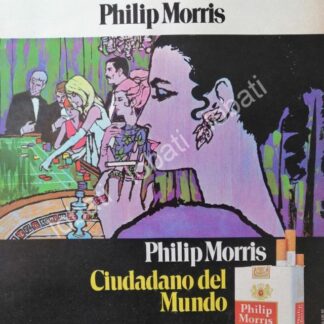 CARTEL ANTIGUO ORIGINAL DE CIGARROS PHILIP MORRIS 1969 CIUDADANO DEL MUNDO