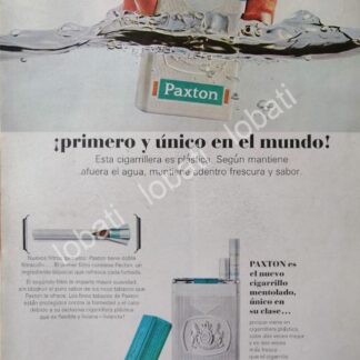 CARTEL ANTIGUO ORIGINAL DE CIGARROS PAXTON CAJA PLASTICA 1960s / RARO