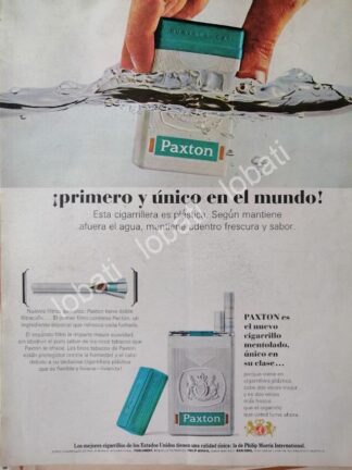 CARTEL ANTIGUO ORIGINAL DE CIGARROS PAXTON CAJA PLASTICA 1960s / RARO