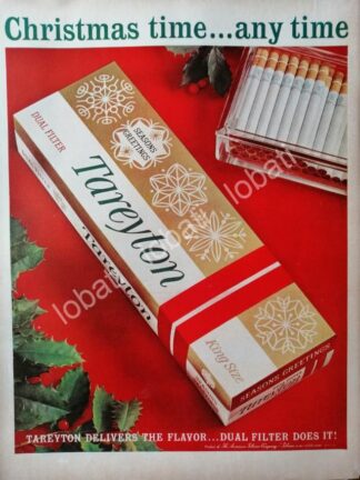 CARTEL ANTIGUO ORIGINAL DE CIGARROS TAREYTON KING SIZE 1960s