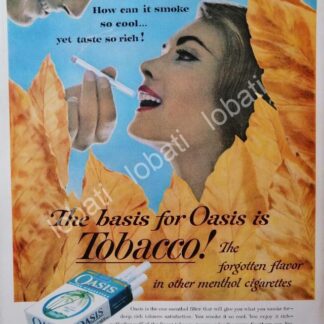 CARTEL ANTIGUO ORIGINAL DE CIGARROS OASIS MENTHOL 1960s 2