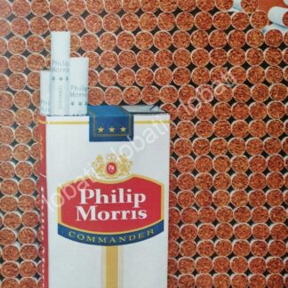 CARTEL ANTIGUO ORIGINAL DE CIGARROS PHILIP MORRIS COMMANDER 1950s