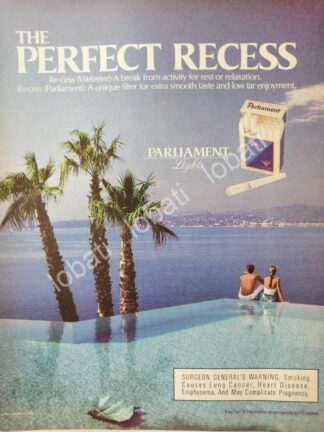 CARTEL ANTIGUO ORIGINAL DE CIGARROS PARLIAMENT LIGHTS 1990