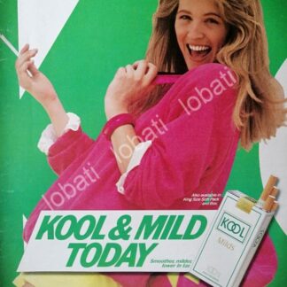 CARTEL ANTIGUO ORIGINAL DE CIGARROS KOOL 100s 1990