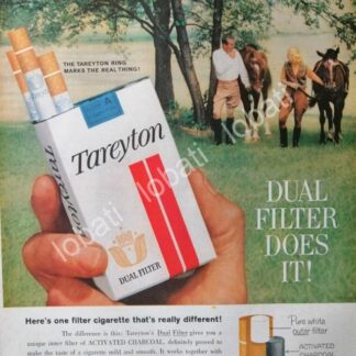 CARTEL ANTIGUO ORIGINAL DE CIGARROS TAREYTON DUAL FILTER 1960s 2