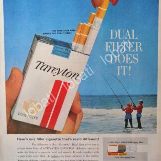 CARTEL ANTIGUO ORIGINAL DE CIGARROS TAREYTON DUAL FILTER 1960s
