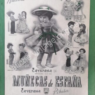 CARTEL ANTIGUO ORIGINAL DE MUÑECAS RIMER, CAYETANA, DIANA ETC 1955 / ESPAÑA