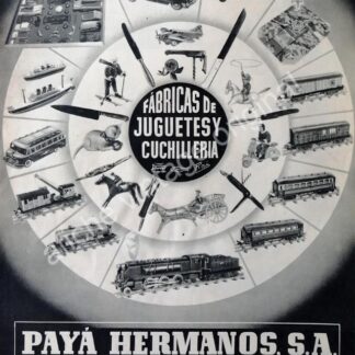 CARTEL ANTIGUO ORIGINAL DE JUGUETES PAYA HERMANOS, ESPAÑA-MEXICO 1955 / raro