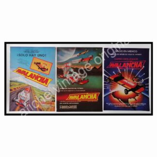 CARTEL ANTIGUO ORIGINAL DE SET DE 3 AFICHES. CARRITOS AVALANCHA 1970s