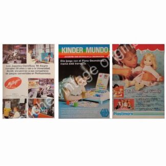 CARTEL ANTIGUO ORIGINAL DE JUGUETES CLASICOS 1980s, MI ALEGRIA, LILI LEDY, FISHER PRICE