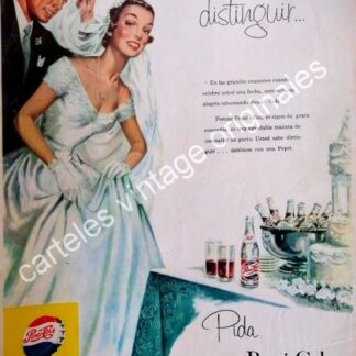 CARTEL ANTIGUO ORIGINAL DE REFRESCOS PEPSI 1955 /4 PUBLICIDAD ARTISTICA