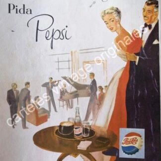 CARTEL ANTIGUO ORIGINAL DE REFRESCOS PEPSI 1955 /3 PUBLICIDAD ARTISTICA