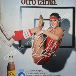 CARTEL ANTIGUO ORIGINAL DE REFRESCO CACAOLAT EUROFAMA 1984