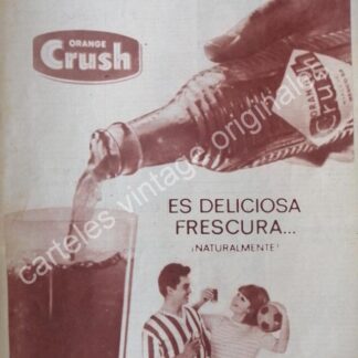 CARTEL ANTIGUO ORIGINAL DE REFRESCO ORANGE CRUSH 1960s /3