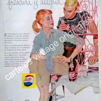 CARTEL ANTIGUO ORIGINAL DE PEPSI 1958 / 9. PUBLICIDAD ARTISTICA