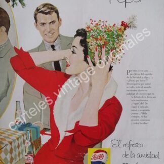 CARTEL ANTIGUO ORIGINAL DE PEPSI 1958 / DIBUJO DE. SALLY VICTOR