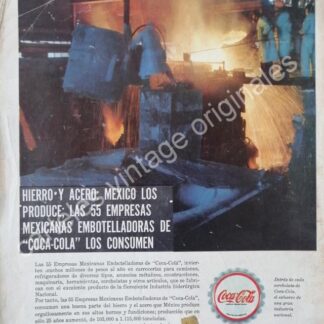 CARTEL ANTIGUO ORIGINAL DE COCA COLA Y LAS SIDERURGICAS 1962