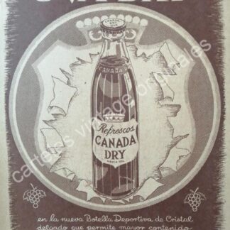 CARTEL ANTIGUO ORIGINAL DE REFRESCO CANADA DRY , UVA DRY 1947