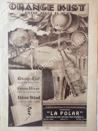 CARTEL ANTIGUO ORIGINAL DE REFRESCO ORANGE KIST 1930s, SUPER RARO