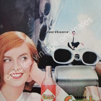 CARTEL ANTIGUO ORIGINAL DE ORANGE CRUSH 1962 INVITAME /9