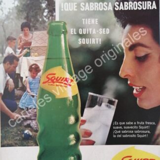 CARTEL ANTIGUO ORIGINAL DE REFRESCO SQUIRT 1963 SUS INICIOS EN MEXICO