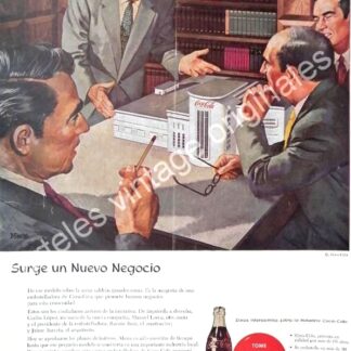 CARTEL ANTIGUO ORIGINAL DE COCA COLA Y EL ARQUITECTO RAMON RUIZ Y OTROS 1950s / RARO